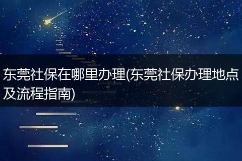 东莞社保在哪里办理(东莞社保办理地点及流程指南)
