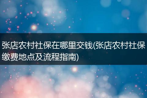张店农村社保在哪里交钱(张店农村社保缴费地点及流程指南)