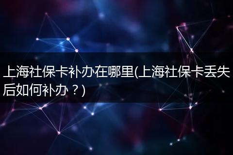 上海社保卡补办在哪里(上海社保卡丢失后如何补办？)