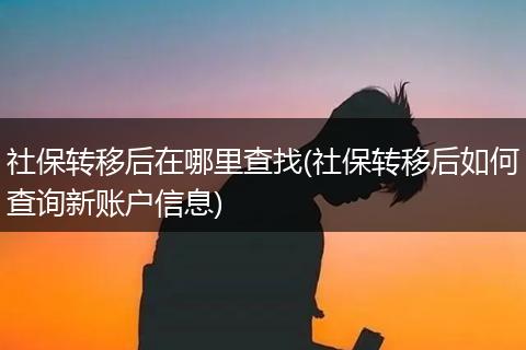 社保转移后在哪里查找(社保转移后如何查询新账户信息)
