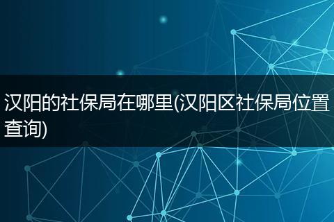 汉阳的社保局在哪里(汉阳区社保局位置查询)