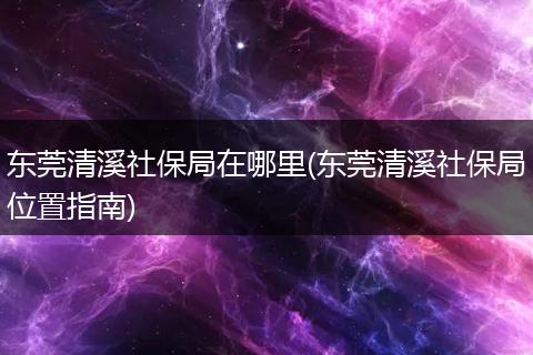 东莞清溪社保局在哪里(东莞清溪社保局位置指南)