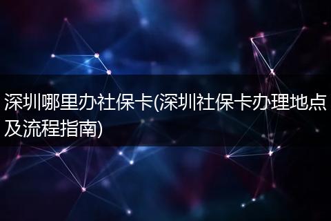 深圳哪里办社保卡(深圳社保卡办理地点及流程指南)