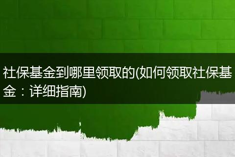 社保基金到哪里领取的(如何领取社保基金：详细指南)