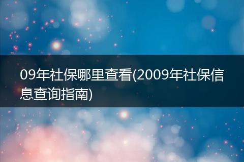 09年社保哪里查看(2009年社保信息查询指南)