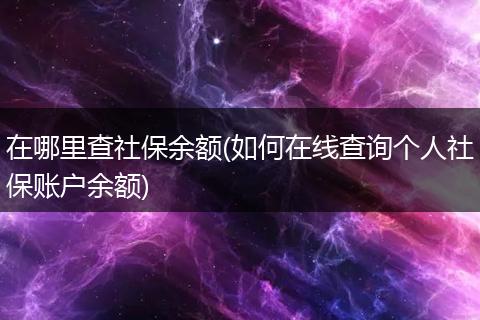在哪里查社保余额(如何在线查询个人社保账户余额)