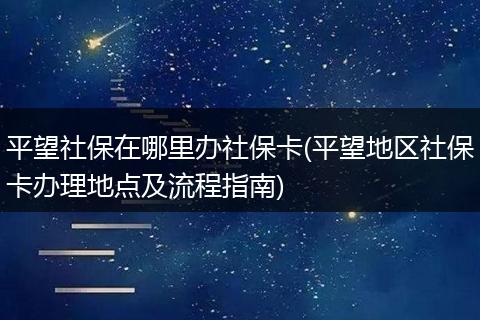 平望社保在哪里办社保卡(平望地区社保卡办理地点及流程指南)