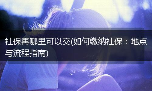 社保再哪里可以交(如何缴纳社保：地点与流程指南)