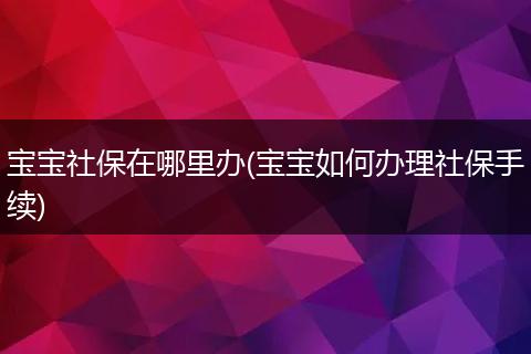 宝宝社保在哪里办(宝宝如何办理社保手续)