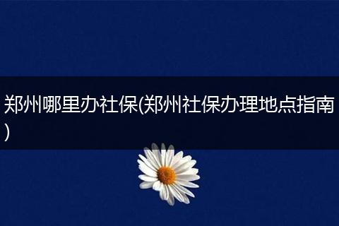 郑州哪里办社保(郑州社保办理地点指南)