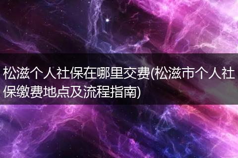 松滋个人社保在哪里交费(松滋市个人社保缴费地点及流程指南)