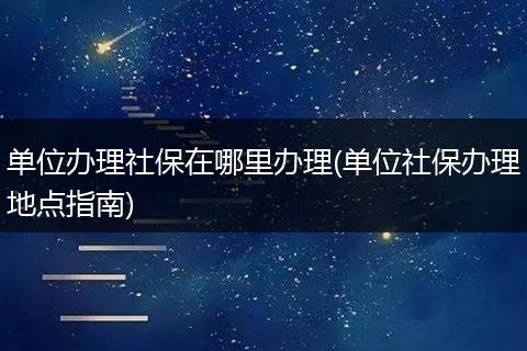 单位办理社保在哪里办理(单位社保办理地点指南)