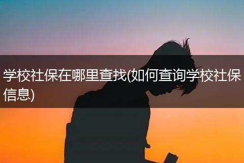 学校社保在哪里查找(如何查询学校社保信息)
