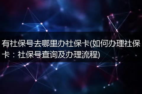 有社保号去哪里办社保卡(如何办理社保卡：社保号查询及办理流程)