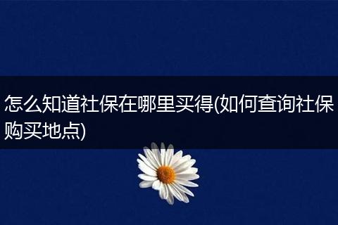 怎么知道社保在哪里买得(如何查询社保购买地点)