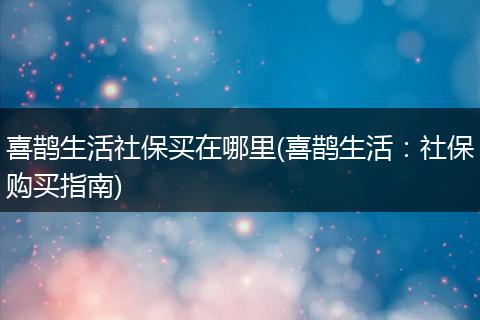 喜鹊生活社保买在哪里(喜鹊生活：社保购买指南)