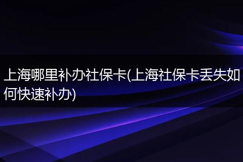 上海哪里补办社保卡(上海社保卡丢失如何快速补办)