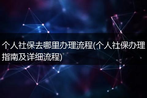 个人社保去哪里办理流程(个人社保办理指南及详细流程)
