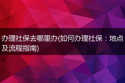 办理社保去哪里办(如何办理社保：地点及流程指南)