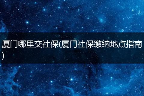 厦门哪里交社保(厦门社保缴纳地点指南)