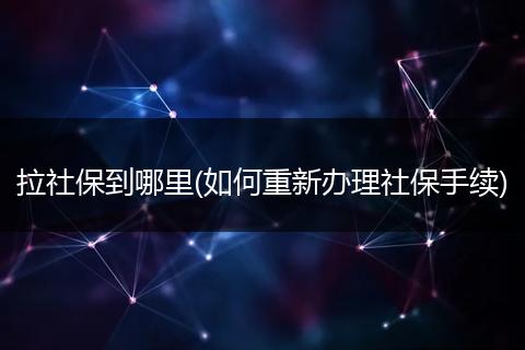 拉社保到哪里(如何重新办理社保手续)
