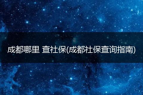 成都哪里 查社保(成都社保查询指南)