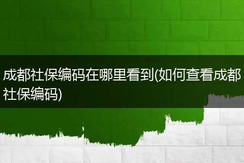 成都社保编码在哪里看到(如何查看成都社保编码)