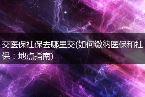 交医保社保去哪里交(如何缴纳医保和社保：地点指南)