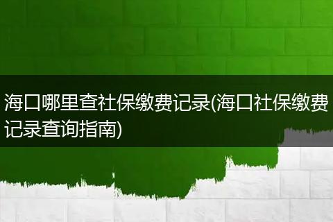 海口哪里查社保缴费记录(海口社保缴费记录查询指南)