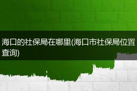 海口的社保局在哪里(海口市社保局位置查询)