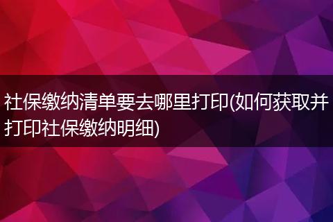 社保缴纳清单要去哪里打印(如何获取并打印社保缴纳明细)