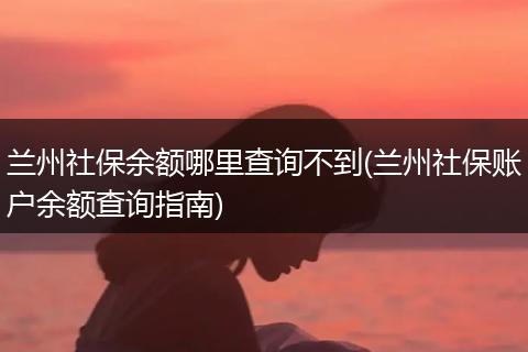 兰州社保余额哪里查询不到(兰州社保账户余额查询指南)