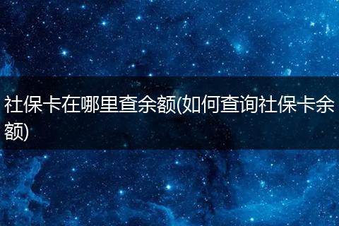 社保卡在哪里查余额(如何查询社保卡余额)