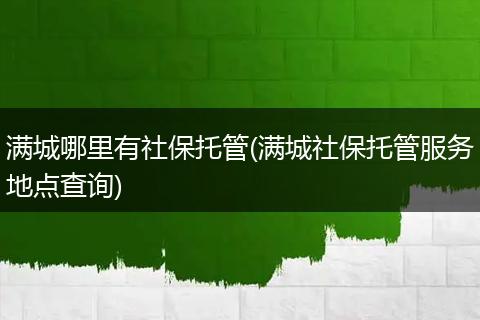 满城哪里有社保托管(满城社保托管服务地点查询)