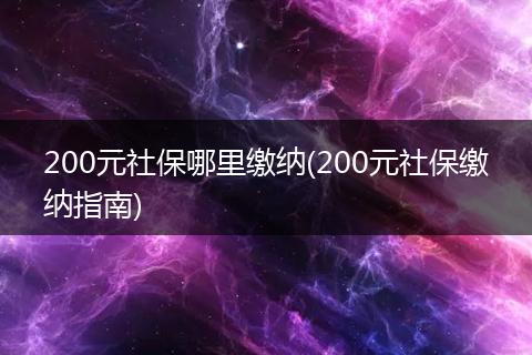 200元社保哪里缴纳(200元社保缴纳指南)