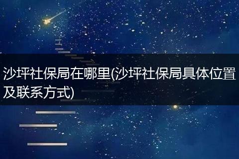 沙坪社保局在哪里(沙坪社保局具体位置及联系方式)