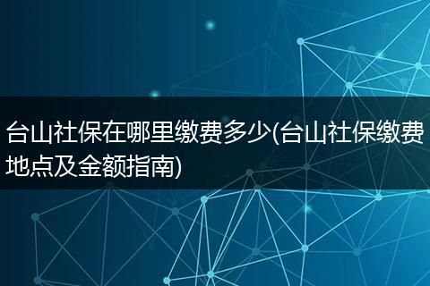 台山社保在哪里缴费多少(台山社保缴费地点及金额指南)