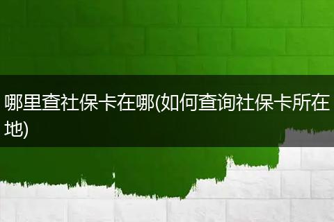 哪里查社保卡在哪(如何查询社保卡所在地)