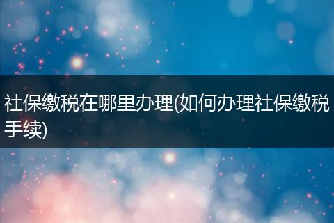 社保缴税在哪里办理(如何办理社保缴税手续)