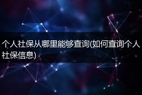 个人社保从哪里能够查询(如何查询个人社保信息)