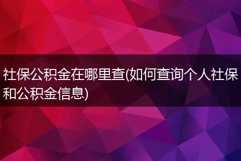 社保公积金在哪里查(如何查询个人社保和公积金信息)