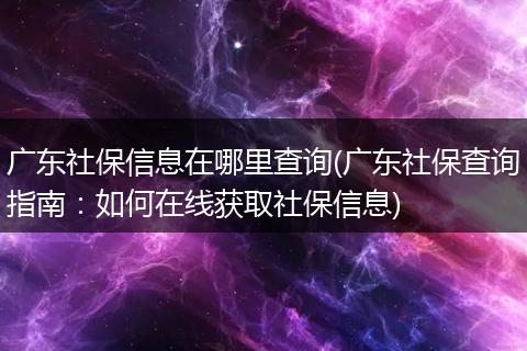 广东社保信息在哪里查询(广东社保查询指南：如何在线获取社保信息)