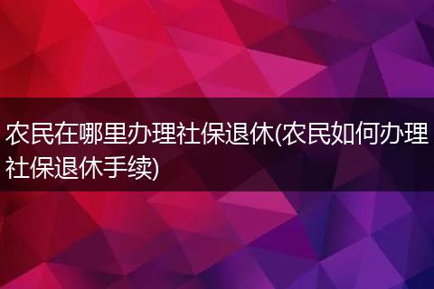 农民在哪里办理社保退休(农民如何办理社保退休手续)