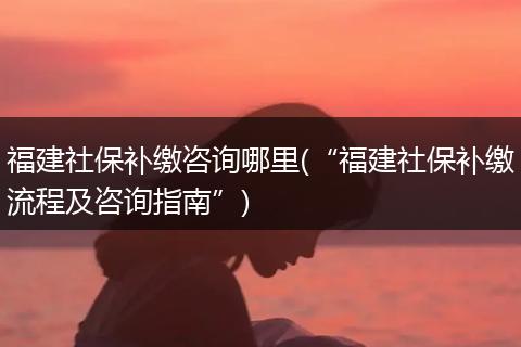 福建社保补缴咨询哪里(“福建社保补缴流程及咨询指南”)