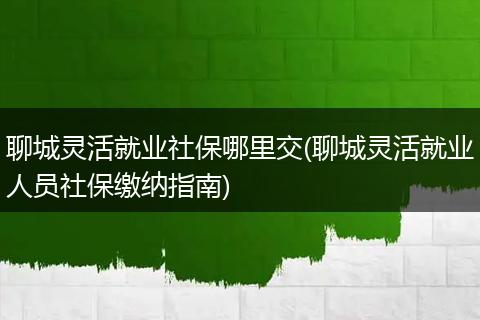 聊城灵活就业社保哪里交(聊城灵活就业人员社保缴纳指南)