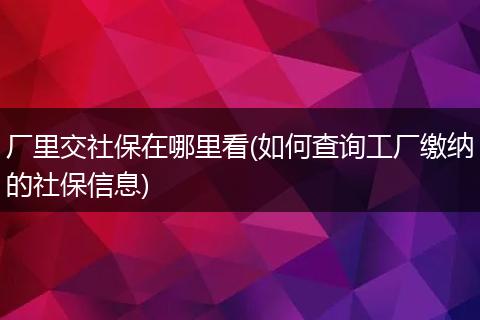 厂里交社保在哪里看(如何查询工厂缴纳的社保信息)