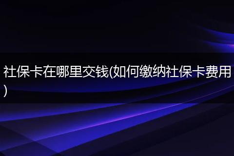 社保卡在哪里交钱(如何缴纳社保卡费用)