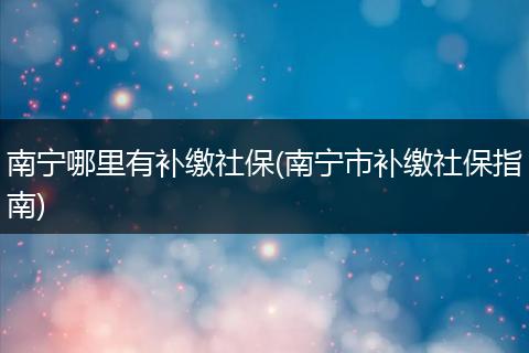 南宁哪里有补缴社保(南宁市补缴社保指南)