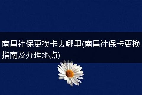 南昌社保更换卡去哪里(南昌社保卡更换指南及办理地点)