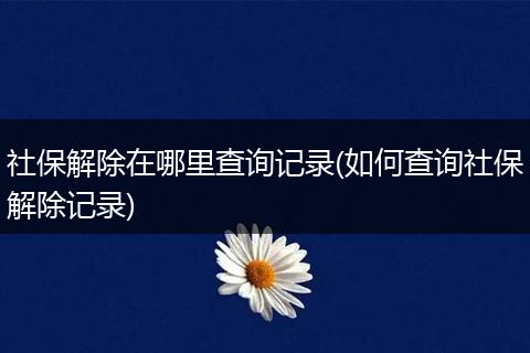 社保解除在哪里查询记录(如何查询社保解除记录)